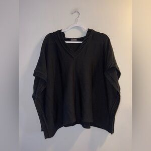 Dex — Black Hooded Poncho Sweater